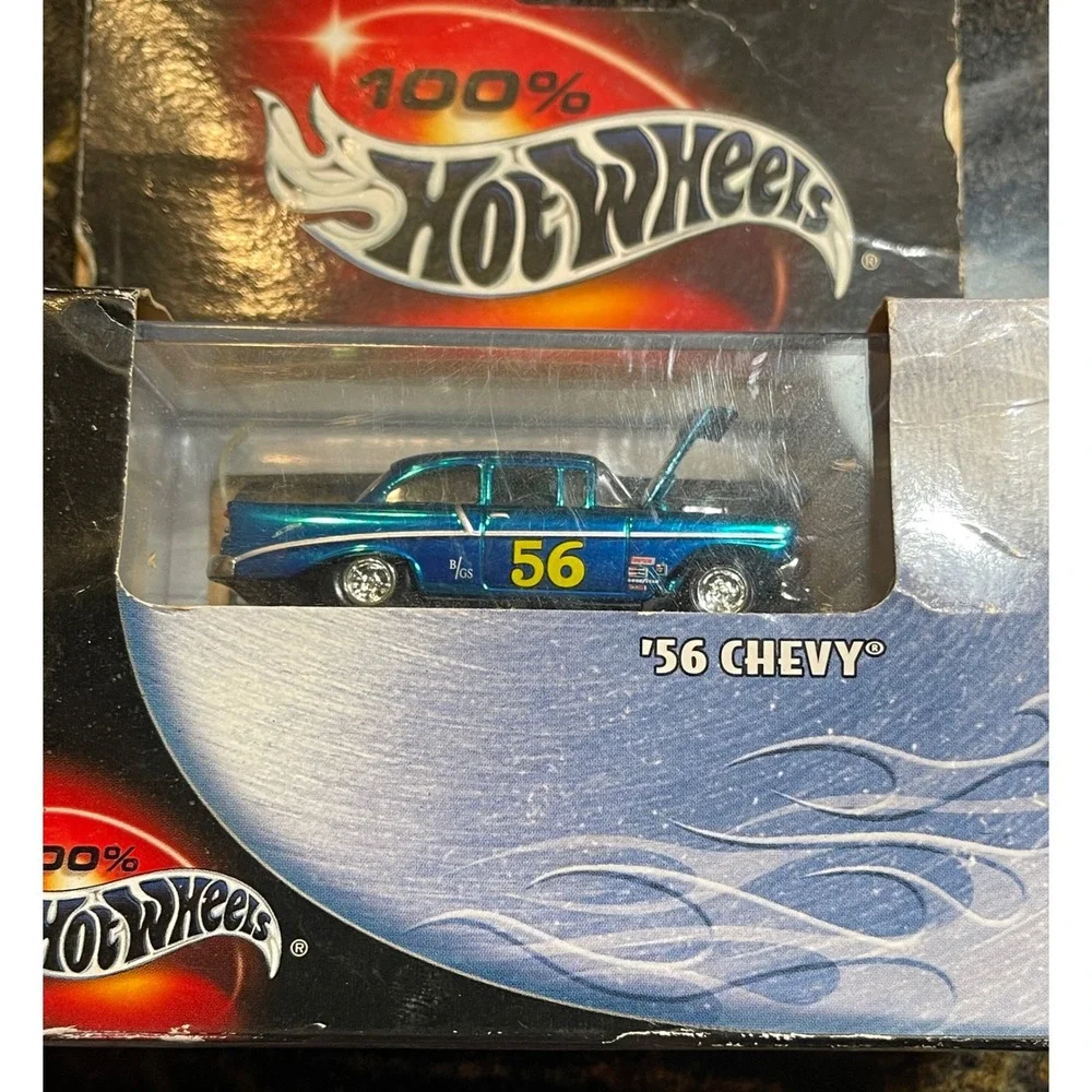 100% Hot Wheels 56 Chevy Teal Blue Gasser 1:64 Collector No 30 2003 57350 Boxed